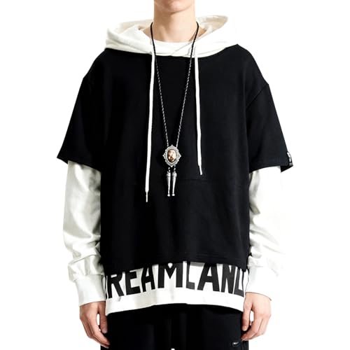 Covisoty Hoodie Herren Farbblock Kapuzenpullover Sweatshirt Casual Kapuzenpulli Patchwork Streetwear Pullover von Covisoty