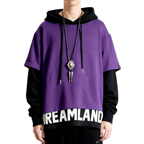 Covisoty Hoodie Herren Farbblock Kapuzenpullover Sweatshirt Casual Kapuzenpulli Patchwork Streetwear Pullover von Covisoty