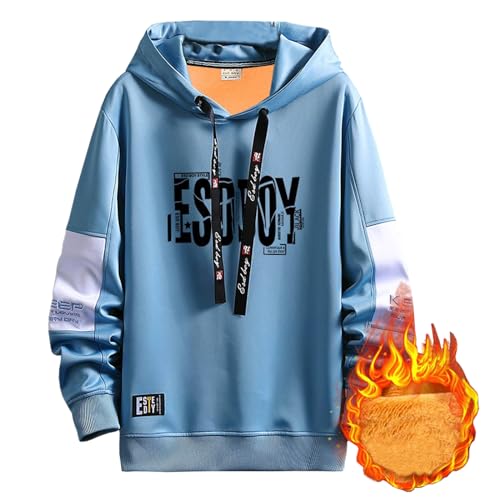 Covisoty Hoodie Herren Techwear Kapuzenpullover Hip Hop Streetwear Pullover Casual Sweatshirt Blau S von Covisoty