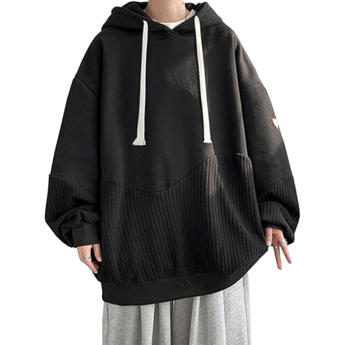 Covisoty Hoodie Herren Techwear Kapuzenpullover Hip Hop Streetwear Sweatshirts Casual Pullover Schwarz L von Covisoty