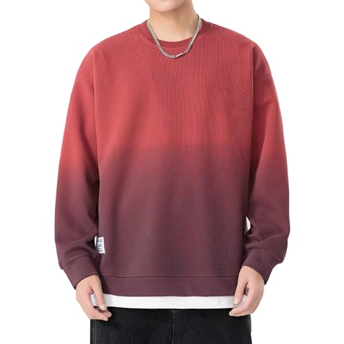 Covisoty Male Sweatshirt mit Rundhals Langarmshirts Fashion Freizeit Verlaufsfarbe Sport Oberteile Shirt Rot M von Covisoty
