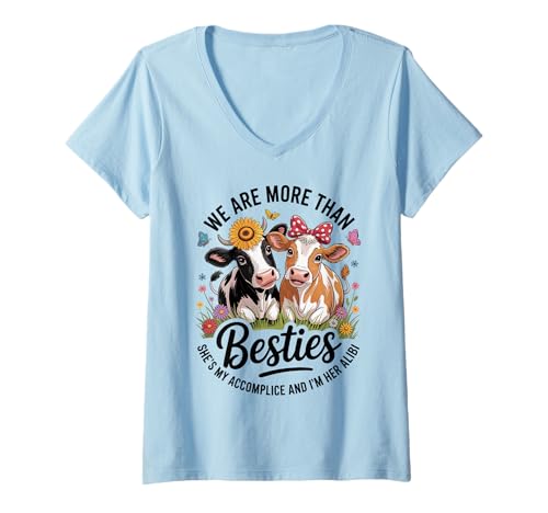 Damen We Are More Than Besties Cute Cow Friends Funny Quote T-Shirt mit V-Ausschnitt Damen We Are More Than Besties Cute Cow Friends Funny Quote T-Shirt mit V-Ausschnitt von Cow Besties Matching Animal Farmer Girl Vibes