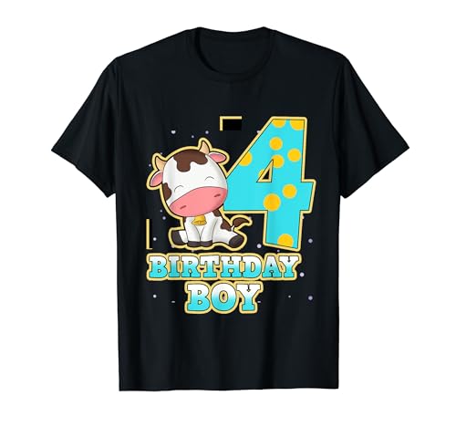 Birthday Boy 4 Kuh T-Shirt von Cow Birthday Boy Gift Idea