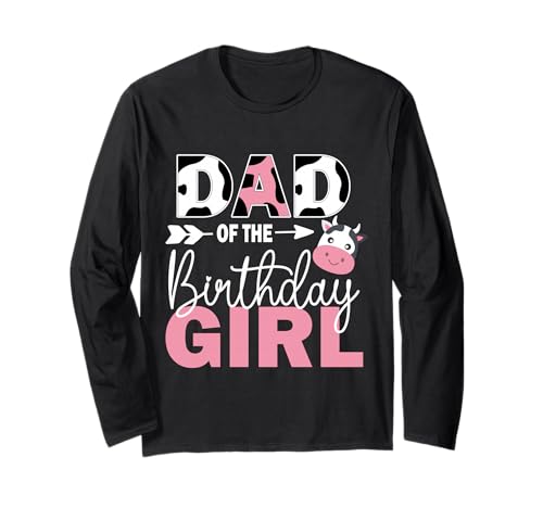 Niedlicher Vater des Geburtstags Mädchen Bauernhof Kuh 1. Geburtstag Mädchen Langarmshirt Niedlicher Vater des Geburtstags Mädchen Bauernhof Kuh 1. Geburtstag Mädchen Langarmshirt von Cow Birthday Tee For Family Men Women Cow Lover