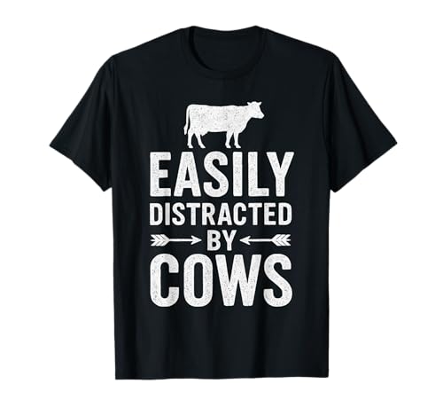 Leicht abgelenkt von Kühen Kinder, lustiger Kuhliebhaber, Rinderbauer T-Shirt von Cow Farmer Gifts for Cow Lovers