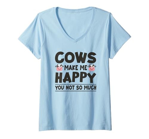 Damen Kühe Machen Mich glücklich Du Nicht so sehr lustige Kuh T-Shirt mit V-Ausschnitt Damen Kühe Machen Mich glücklich Du Nicht so sehr lustige Kuh T-Shirt mit V-Ausschnitt von Cow Lover Apparel Outfits Girls Women