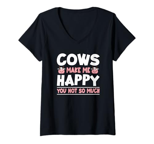 Damen Kühe Machen Mich glücklich Du Nicht so sehr lustige Kuh T-Shirt mit V-Ausschnitt Damen Kühe Machen Mich glücklich Du Nicht so sehr lustige Kuh T-Shirt mit V-Ausschnitt von Cow Lover Apparel Outfits Girls Women