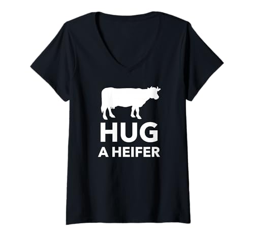 Damen Umarme eine Färse auf dem Bauernhof Humor T-Shirt mit V-Ausschnitt Damen Umarme eine Färse auf dem Bauernhof Humor T-Shirt mit V-Ausschnitt von Cow Lover Gifts