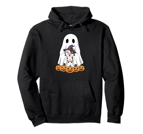 Lustiger Geist Kuh Kürbis Halloween Kinder Herren Damen Pullover Hoodie von Cow Lovers Cute Halloween Outfits for Boy Girl
