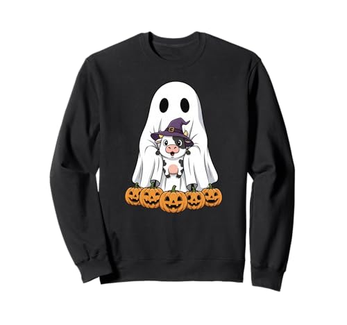 Lustiger Geist Kuh Kürbis Halloween Kinder Herren Damen Sweatshirt von Cow Lovers Cute Halloween Outfits for Boy Girl