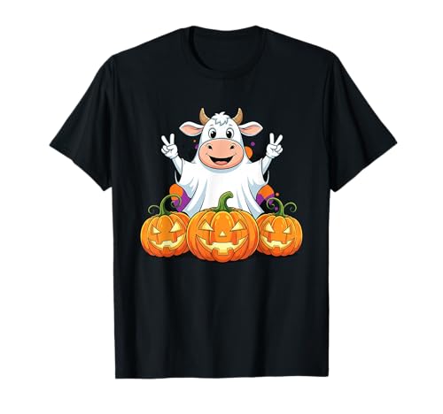 Lustige Kuh Geist Kürbis Boo Halloween Kinder Herren Damen T-Shirt von Cow Lovers Halloween Ghost Pumpkin Outfits