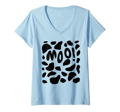Damen Kuh Kostüm Lustiges & Süßes Kalb Halloween T-Shirt mit V-Ausschnitt Damen Kuh Kostüm Lustiges & Süßes Kalb Halloween T-Shirt mit V-Ausschnitt von Cow Print Costume Tees