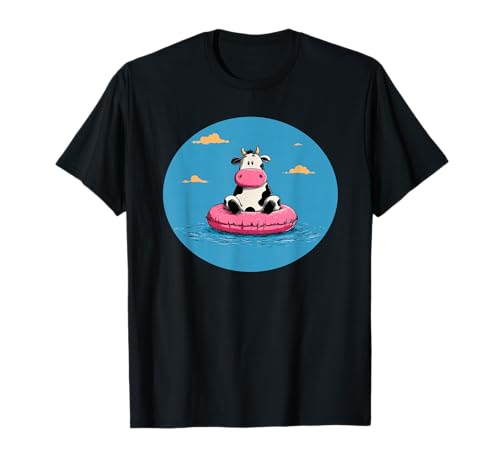 Lustiger Poolring Kuh in Pink für Erwachsene und Kinder T-Shirt von Cow Vacation Outfit