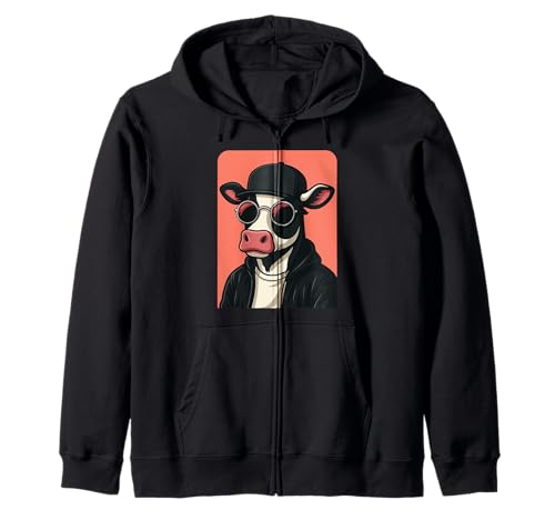 Kuh trägt Sonnenbrille Herren Damen Grafik Kuh Kapuzenjacke Kuh trägt Sonnenbrille Herren Damen Grafik Kuh Kapuzenjacke von Cow Wearing Sunglasses Animal Lover