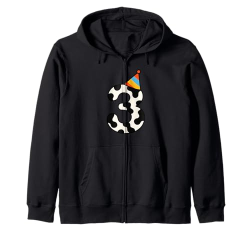Kuh Happy 3rd Birthday 3 Years Old Party Hut Bday Jungen Mädchen Kapuzenjacke Kuh Happy 3rd Birthday 3 Years Old Party Hut Bday Jungen Mädchen Kapuzenjacke von CowAxis1