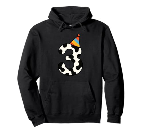 Kuh Happy 3rd Birthday 3 Years Old Party Hut Bday Jungen Mädchen Pullover Hoodie von CowAxis1