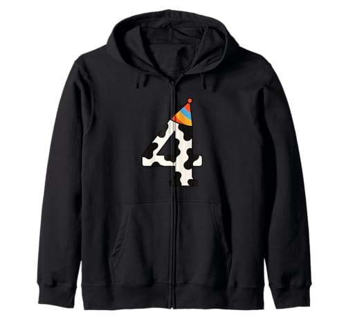 Kuh Happy 4th Birthday 4 Years Old Party Hut Bday Jungen Mädchen Kapuzenjacke Kuh Happy 4th Birthday 4 Years Old Party Hut Bday Jungen Mädchen Kapuzenjacke von CowAxis1