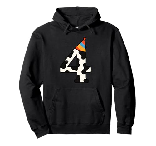 Kuh Happy 4th Birthday 4 Years Old Party Hut Bday Jungen Mädchen Pullover Hoodie von CowAxis1