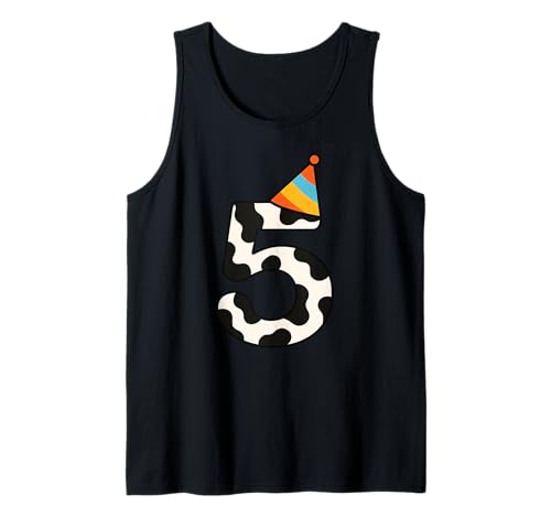 Kuh Happy 5th Birthday 5 Years Old Party Hut Geburtstag Jungen Mädchen Tank Top von CowAxis1