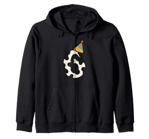 Kuh Happy 6th Birthday 6 Years Old Party Hut Bday Jungen Mädchen Kapuzenjacke Kuh Happy 6th Birthday 6 Years Old Party Hut Bday Jungen Mädchen Kapuzenjacke von CowAxis1