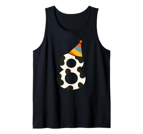 Kuh Happy 8th Birthday 8 Years Old Party Hut Geburtstag Jungen Mädchen Tank Top von CowAxis1
