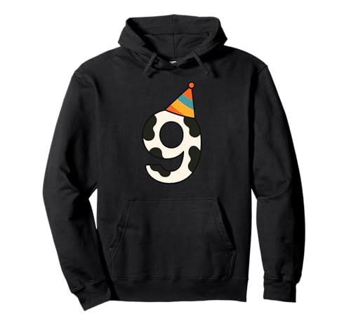 Kuh Happy 9th Birthday 9 Years Old Party Hut Bday Jungen Mädchen Pullover Hoodie von CowAxis1