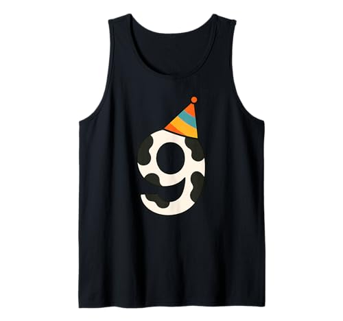Kuh Happy 9th Birthday 9 Years Old Party Hut Bday Jungen Mädchen Tank Top von CowAxis1