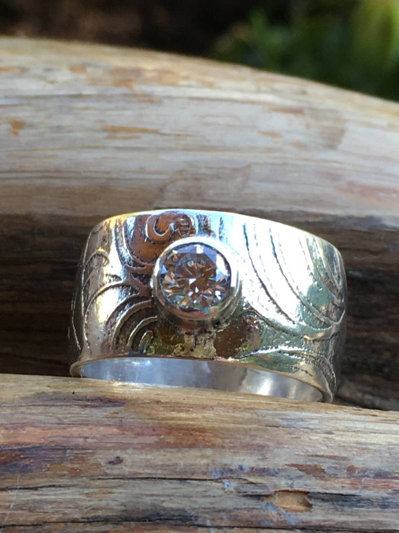 sterling Silber Band Klar Cz von CowPonyCreations