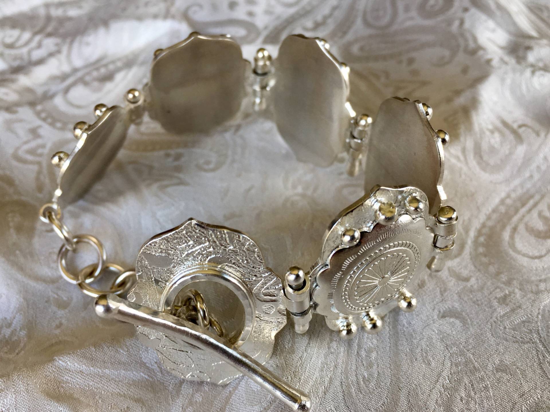 sterling Silber Gliederarmband Mit Feinsilber Kugeln sterling Silber Gliederarmband Mit Feinsilber Kugeln von CowPonyCreations