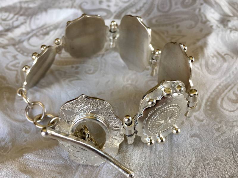 sterling Silber Gliederarmband Mit Feinsilber Kugeln sterling Silber Gliederarmband Mit Feinsilber Kugeln von CowPonyCreations