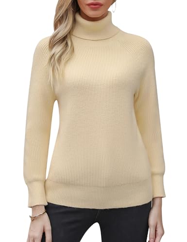 Cowasto Rollkragenpullover Damen Strickpullover - Langarm Pullover Lässiges Stricken Winter Pulli Oberteile von Cowasto