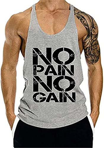 Cowbi Herren No Pain No Gain Bodybuilding Tank Top Strap Fitness Stringer Achselshirts，M-XXL von Cowbi