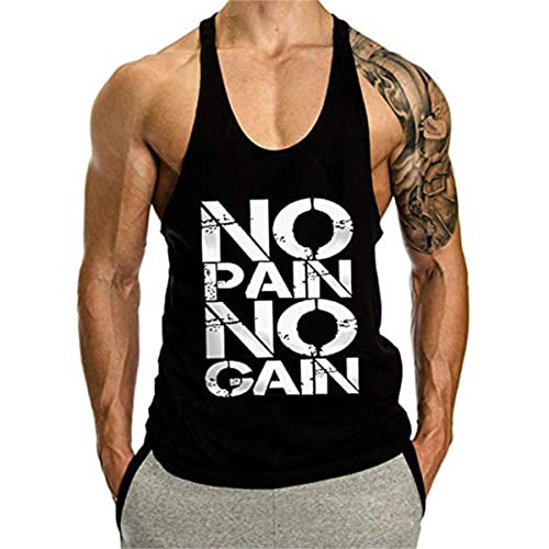 Cowbi Herren No Pain No Gain Bodybuilding Tank Top Strap Fitness Stringer Achselshirts，M-XXL von Cowbi