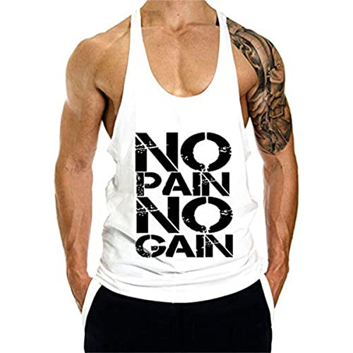 Cowbi Herren No Pain No Gain Bodybuilding Tank Top Strap Fitness Stringer Achselshirts，M-XXL von Cowbi