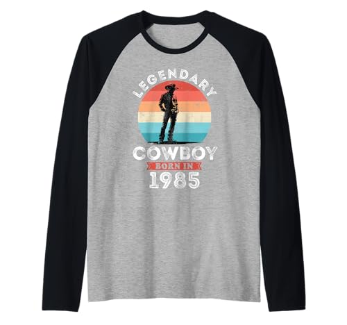 Herren Legendary Cowboy Born in 1985, 40th Birthday Men Raglan von Cowboy 1985 Legends Gifts for Mens 40th Bday