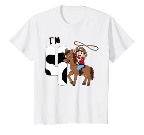 Kinder I'm 4 Cowboy Jungen 4 Jahre T-Shirt von Cowboy Cowgirl Geburtstag Kleidung Kinder