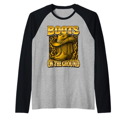 Boots on The Ground Western Cowboy Cowgirl Herren Damen Kinder Raglan Boots on The Ground Western Cowboy Cowgirl Herren Damen Kinder Raglan von Cowboy Cowgirl Headquarters