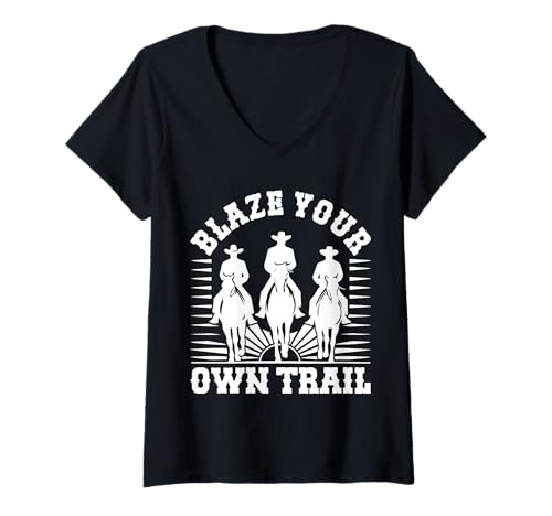 Damen Blaze Your Own Trail – kühne Reiter für lustige Abenteuer T-Shirt mit V-Ausschnitt Damen Blaze Your Own Trail – kühne Reiter für lustige Abenteuer T-Shirt mit V-Ausschnitt von Cowboy Cowgirl Western Adventure Designs