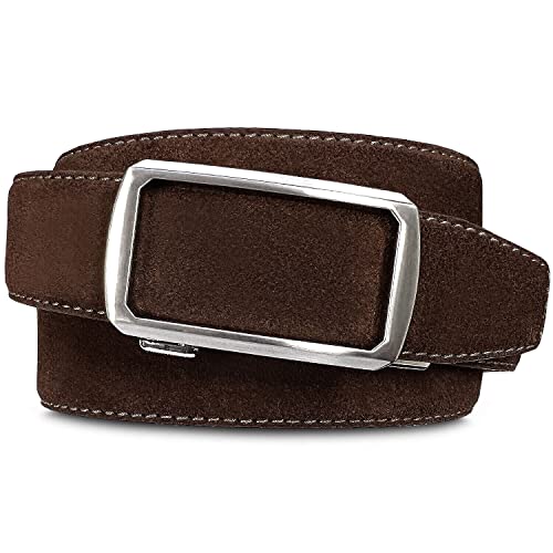 Herren Wildleder Gürtel Echtes Vollleder Casual Kleid Gürtel oder Ratsche Gürtel Multi Farbe Stil, Ratschengurt - Braun, Size 36/38 von Cowboy Craft