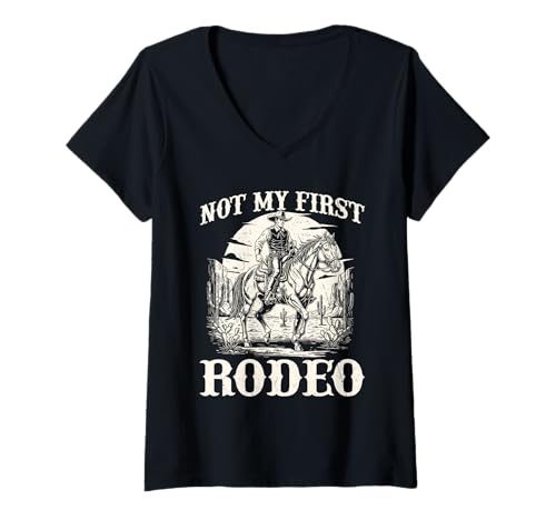 Damen Nicht Mein erstes Rodeo - Cowboy Western Cowpoke Rancher T-Shirt mit V-Ausschnitt von Cowboy Merch