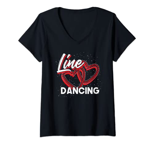 Damen Line Dancing Liebe Cowboy Rodeo Geschenk Line Dance T-Shirt mit V-Ausschnitt Damen Line Dancing Liebe Cowboy Rodeo Geschenk Line Dance T-Shirt mit V-Ausschnitt von Cowboy Saloon Line Dance Geschenk