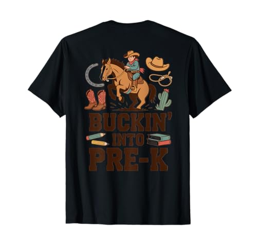 Buckin' Into Pre-K Western Cowboy Kinder Schulthema Shirt T-Shirt von Cowboy School Vibes