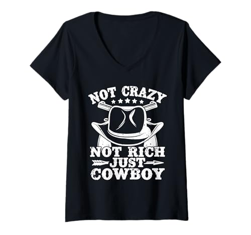 Damen Rodeo Reiten Just Cowboy Cowboy T-Shirt mit V-Ausschnitt von Cowboy Shirts Für Männer Frauen Western Designs