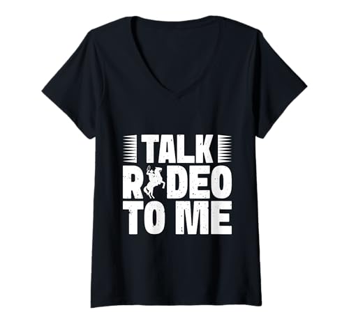 Damen Rodeo Reiten Talk Rodeo to Me Cowboy T-Shirt mit V-Ausschnitt von Cowboy Shirts Für Männer Frauen Western Designs