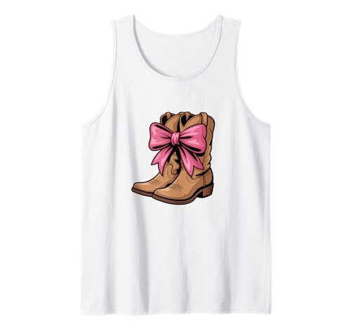Cowboy Cowgirl Country Stiefel Rosa Schleife Kinder Süß Tank Top von Cowboy Western Rancher Country Cowgirl