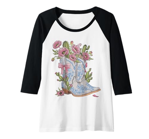 Damen Kokette Cowgirl Stiefel Blumenmuster Western Bestickt Raglan Damen Kokette Cowgirl Stiefel Blumenmuster Western Bestickt Raglan von Cowboy boots western embroidered boots gift idea