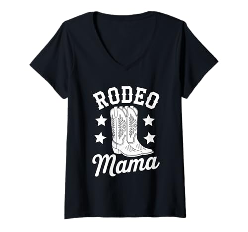 Damen Rodeo Mama Western Cowgirl Stiefel Country Mom Shirt T-Shirt mit V-Ausschnitt Damen Rodeo Mama Western Cowgirl Stiefel Country Mom Shirt T-Shirt mit V-Ausschnitt von Cowgirl Boots Country Mom Vibes