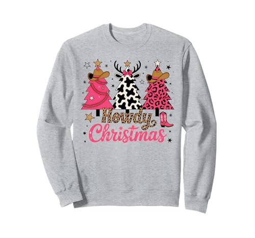 Howdy Weihnachtsbaum Pink Cowgirl Country Women Western Xmas Sweatshirt von Cowgirl Christmas Men Women Apparel Clothes Ideas