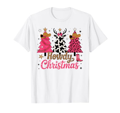 Howdy Weihnachtsbaum Pink Cowgirl Country Women Western Xmas T-Shirt von Cowgirl Christmas Men Women Apparel Clothes Ideas