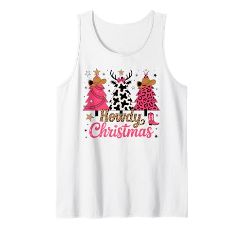 Howdy Weihnachtsbaum Pink Cowgirl Country Women Western Xmas Tank Top von Cowgirl Christmas Men Women Apparel Clothes Ideas